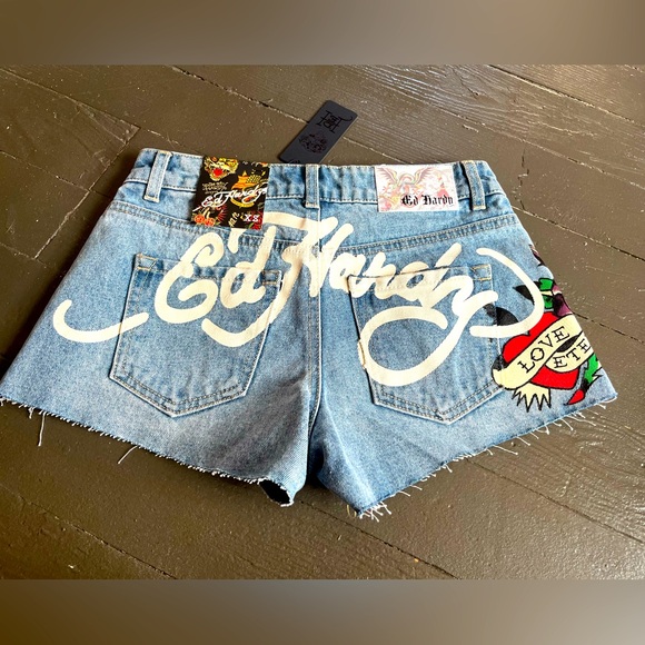 Ed Hardy Pants - Ed Hardy denim/jean shorts size xs